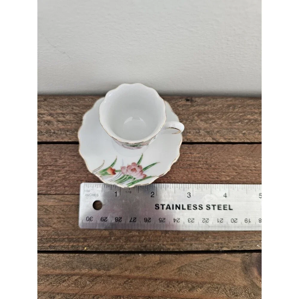 Vintage Miniature Cup And Saucer Floral Design Made In Occupied Japan